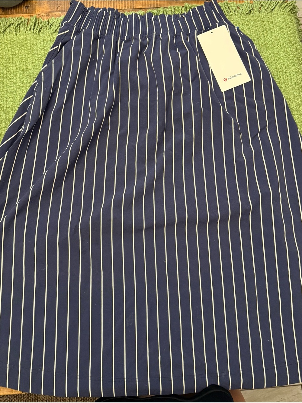 lululemon athletica Navy Midi Skirt with White Pinstripes
